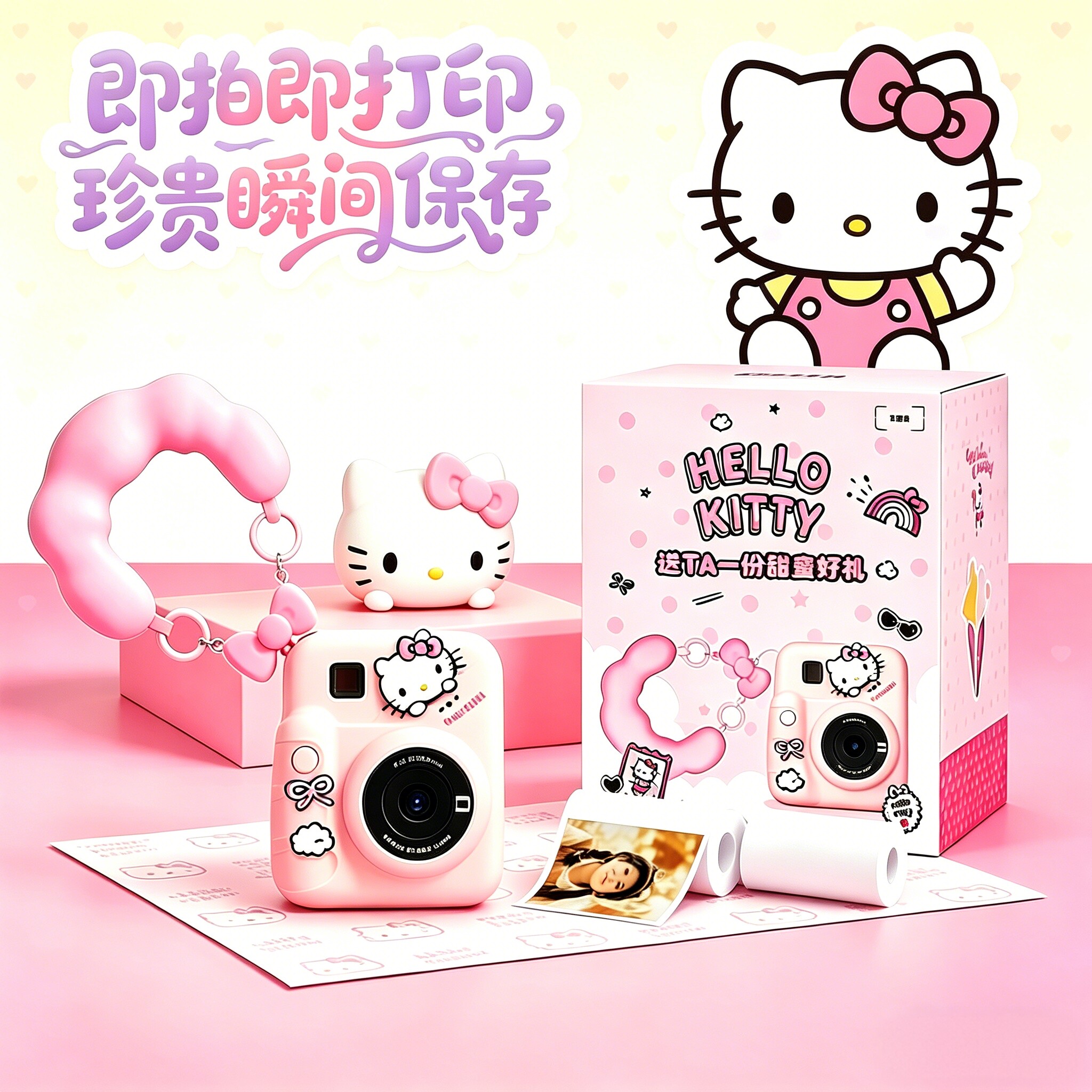 儿童礼物女孩十岁生日高端拍立得相机可打印彩色HelloKitty可爱小