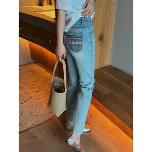 小众设计感复古高腰牛仔裤女春夏季显瘦修身九分裤窄版直筒烟管裤