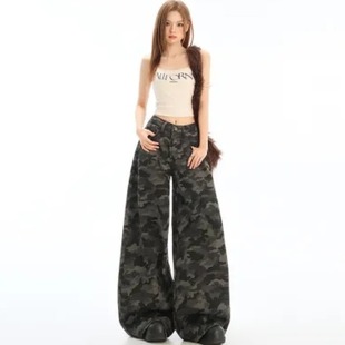 潮高腰显瘦宽松高个子拖地裤 美式 2025新款 女秋季 复古大阔腿牛仔裤