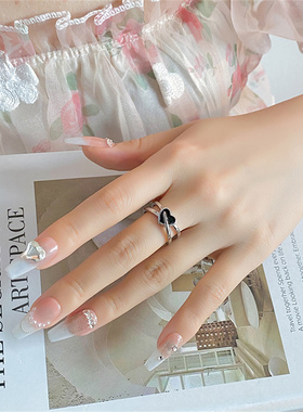 合金黑色爱心滴胶戒指