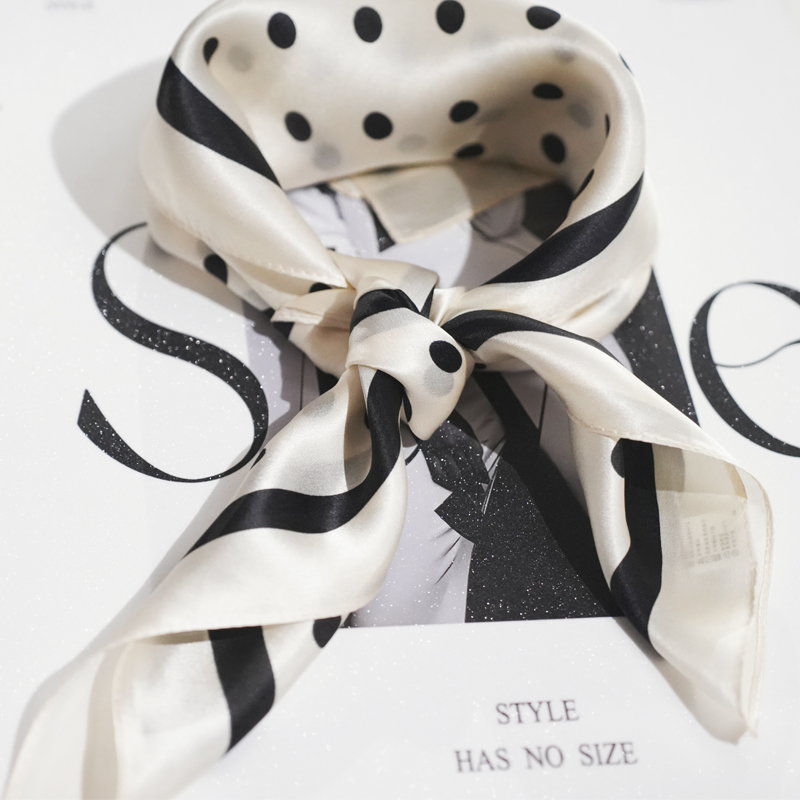 杭州丝绸赫本风波点100%桑蚕丝丝巾真丝围巾65cm方巾领巾披肩秋冬