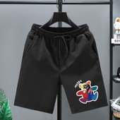 外穿薄款 宽松百搭休闲裤 三分裤 黑色拼接运动中裤 短裤 篮球裤 男夏季