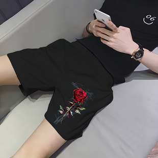 精神小伙短裤网红裤子男潮弹力修身三分裤运动速干沙滩大裤衩外穿