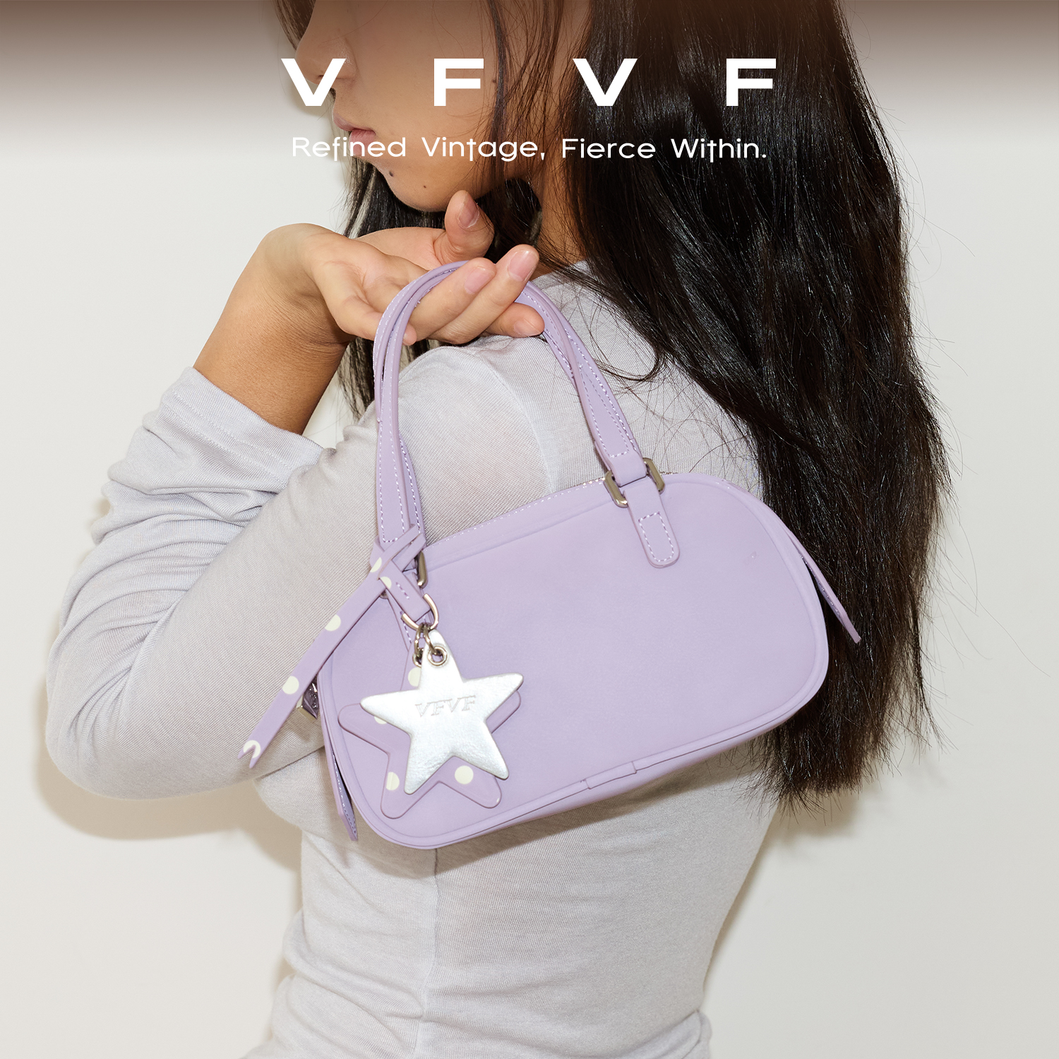 VFVF紫色手提波士顿包