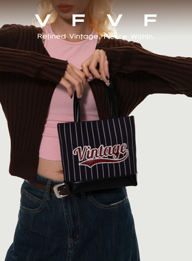 VFVF链条单肩斜挎包手提包水桶小方包条纹mini迷你小手拎女包2026