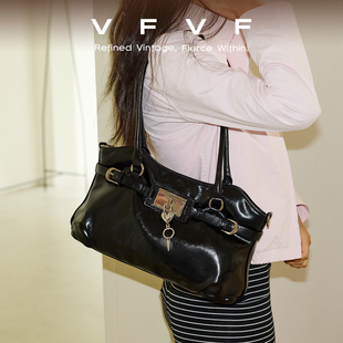 VFVF黑色手提包单肩斜挎包高级感通勤包腋下包托特包包女2025新款