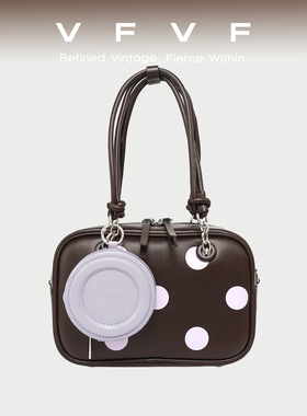 VFVF棕色波点小方包单肩高级感通勤斜挎包圆点手提吐司包2026新款