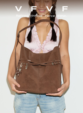 VFVF棕色单肩斜挎包腋下水桶包hobo包托特包高级感植鞣女包包新款