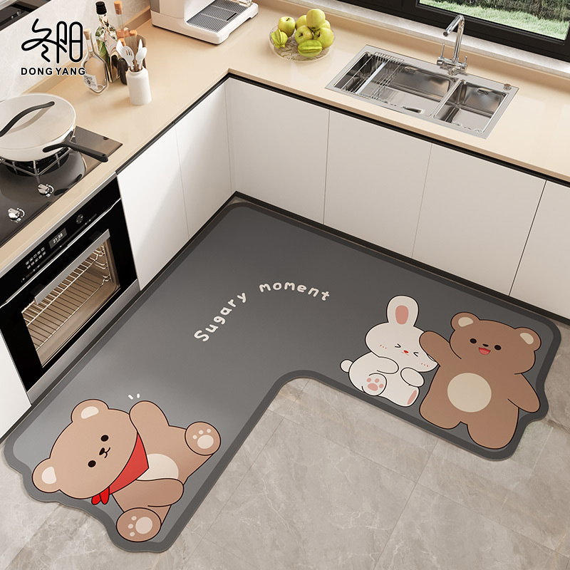 厨房地垫防水2024新款l形脚垫