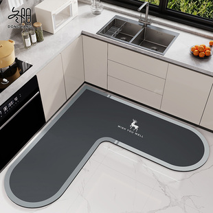 厨房地垫防滑防油可擦免洗家用l型吸水脚垫2024新款防水专用地毯