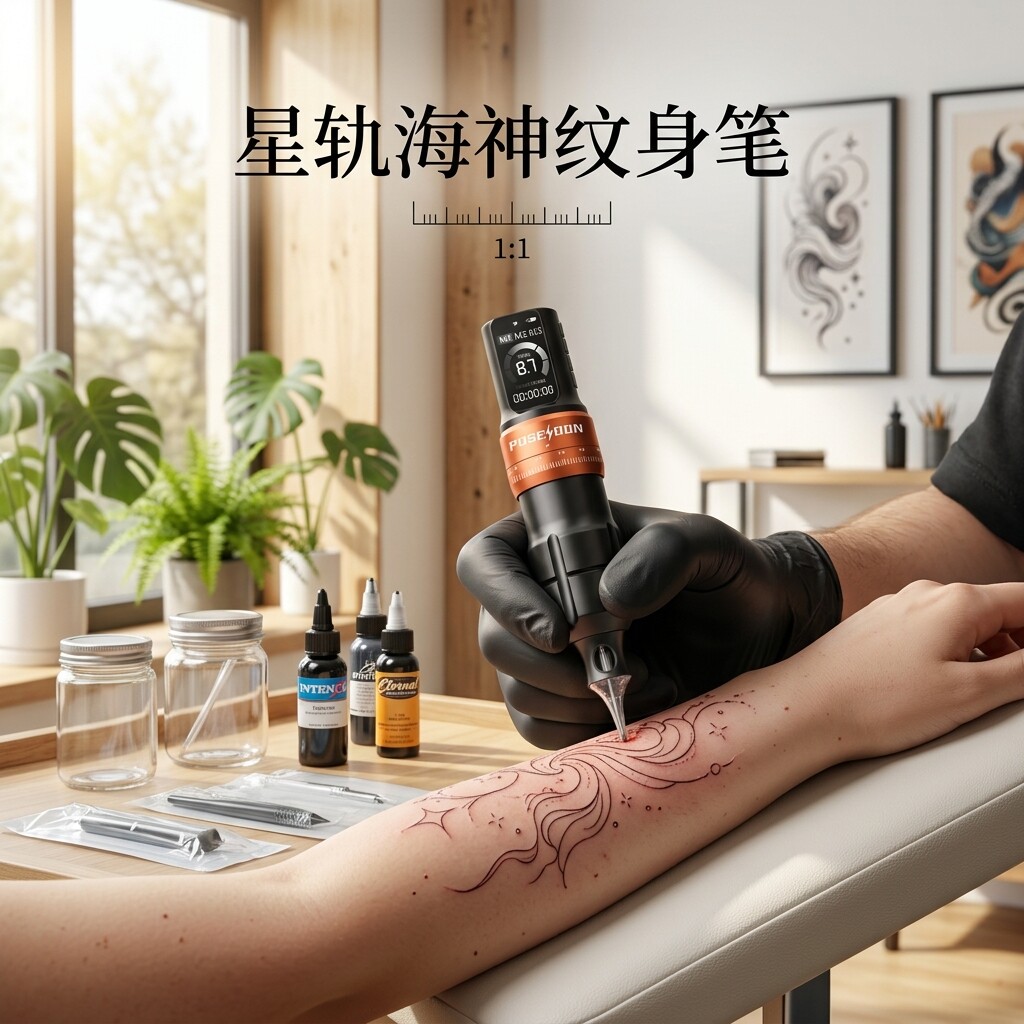 波塞冬星轨海神纹身笔可调行程一体机割线打雾纹身电池笔性能机器