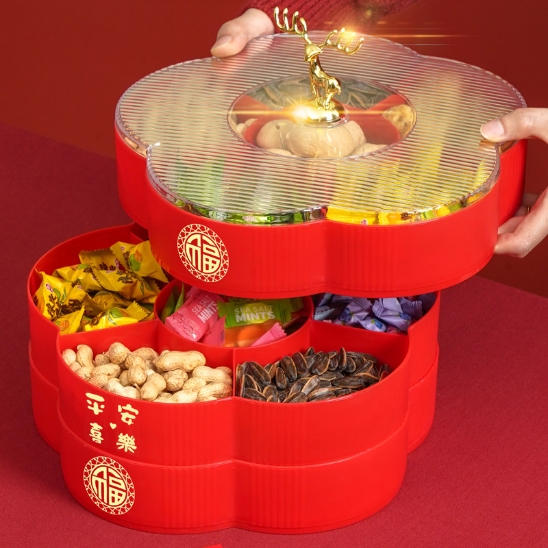 果盘喜庆新款水果盘家用客厅茶几瓜子防潮密封收纳盒干果盘糖果盒,餐饮具,果盆/果盘/果篮,淘宝优惠券,粉丝福利购,淘宝优惠卷