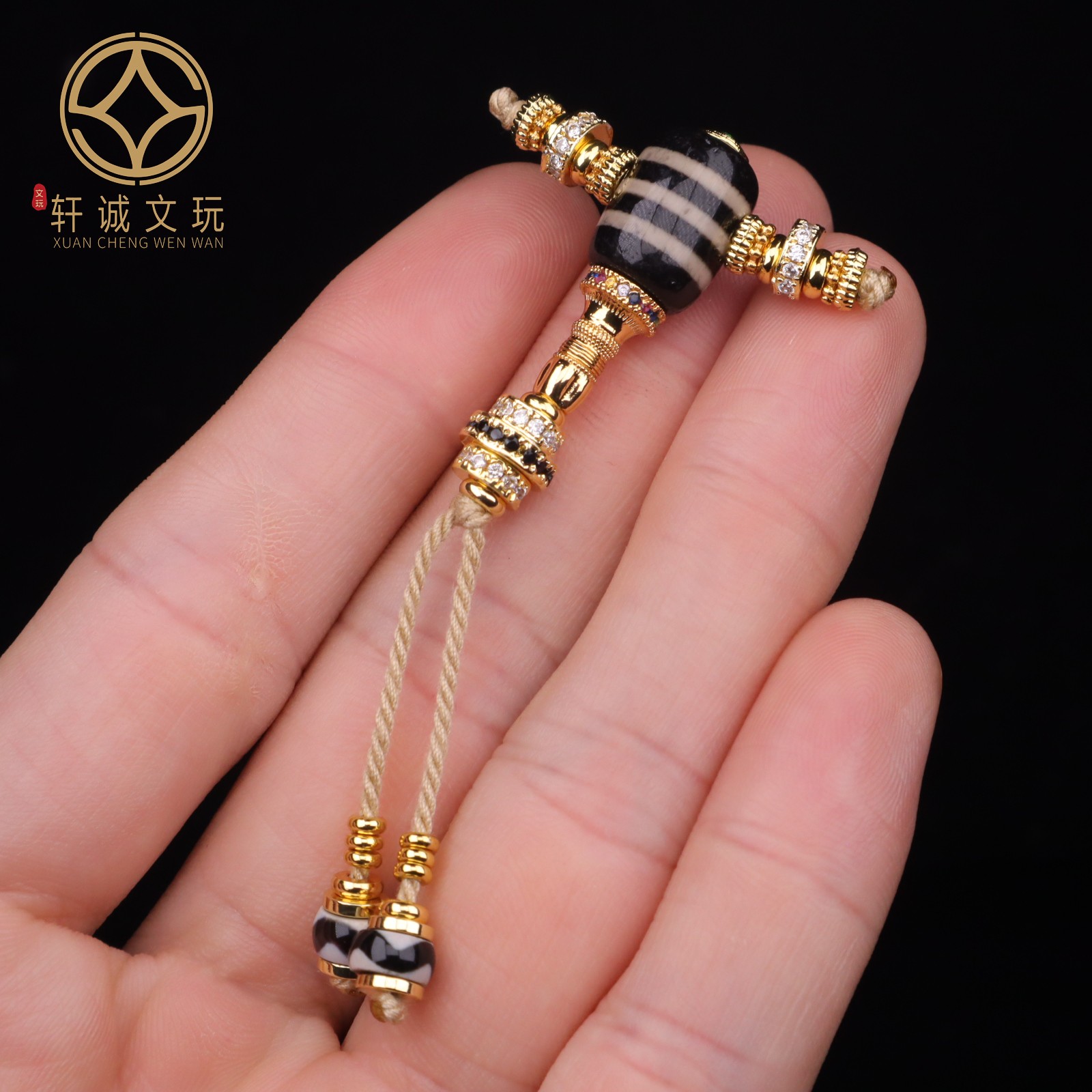 10MM三通天珠玛瑙套装天然古法金组合佛头108长串配饰配珠配件