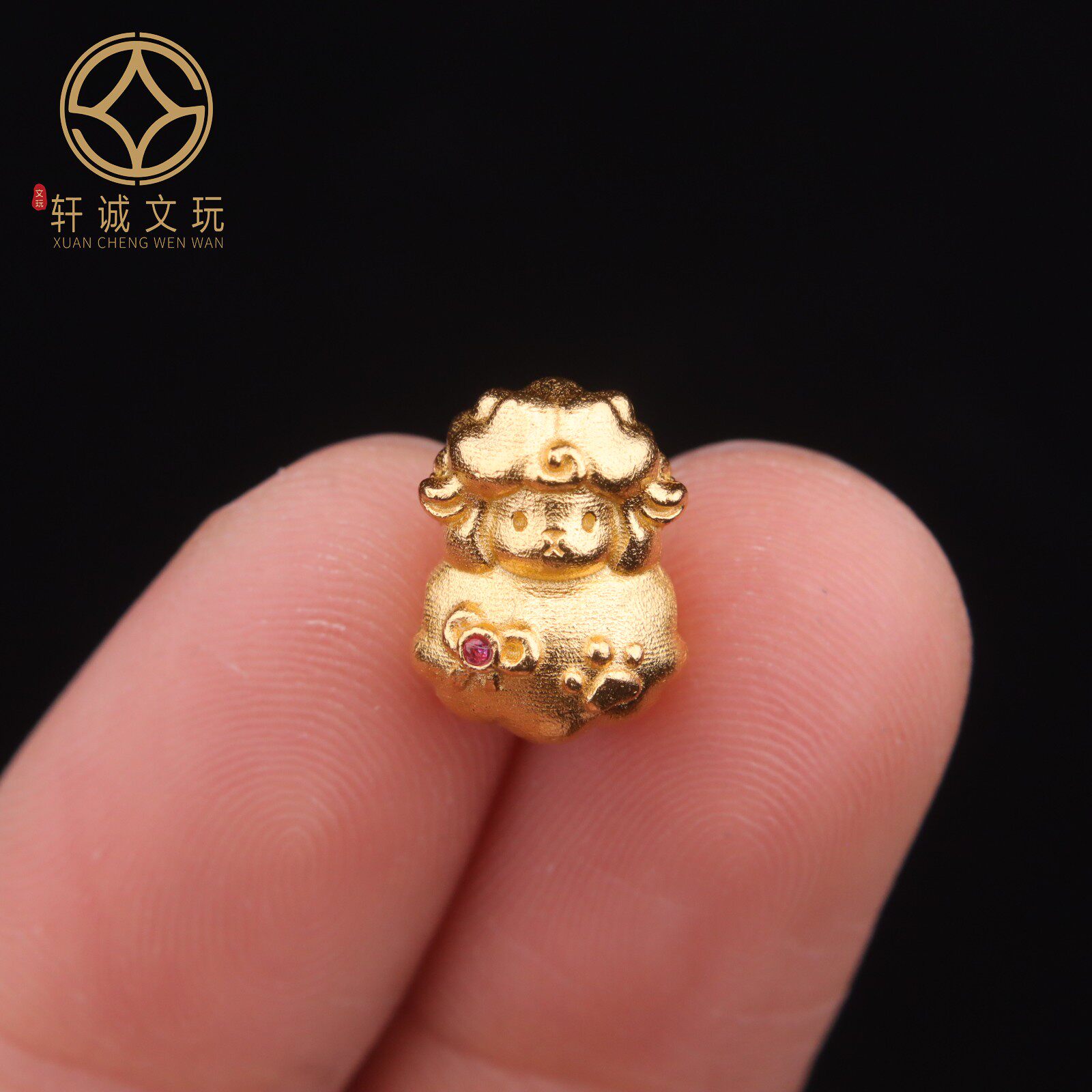 9.5MM银镀金羊年羊宝吊坠背云925银手串串珠diy文玩配饰配件饰品