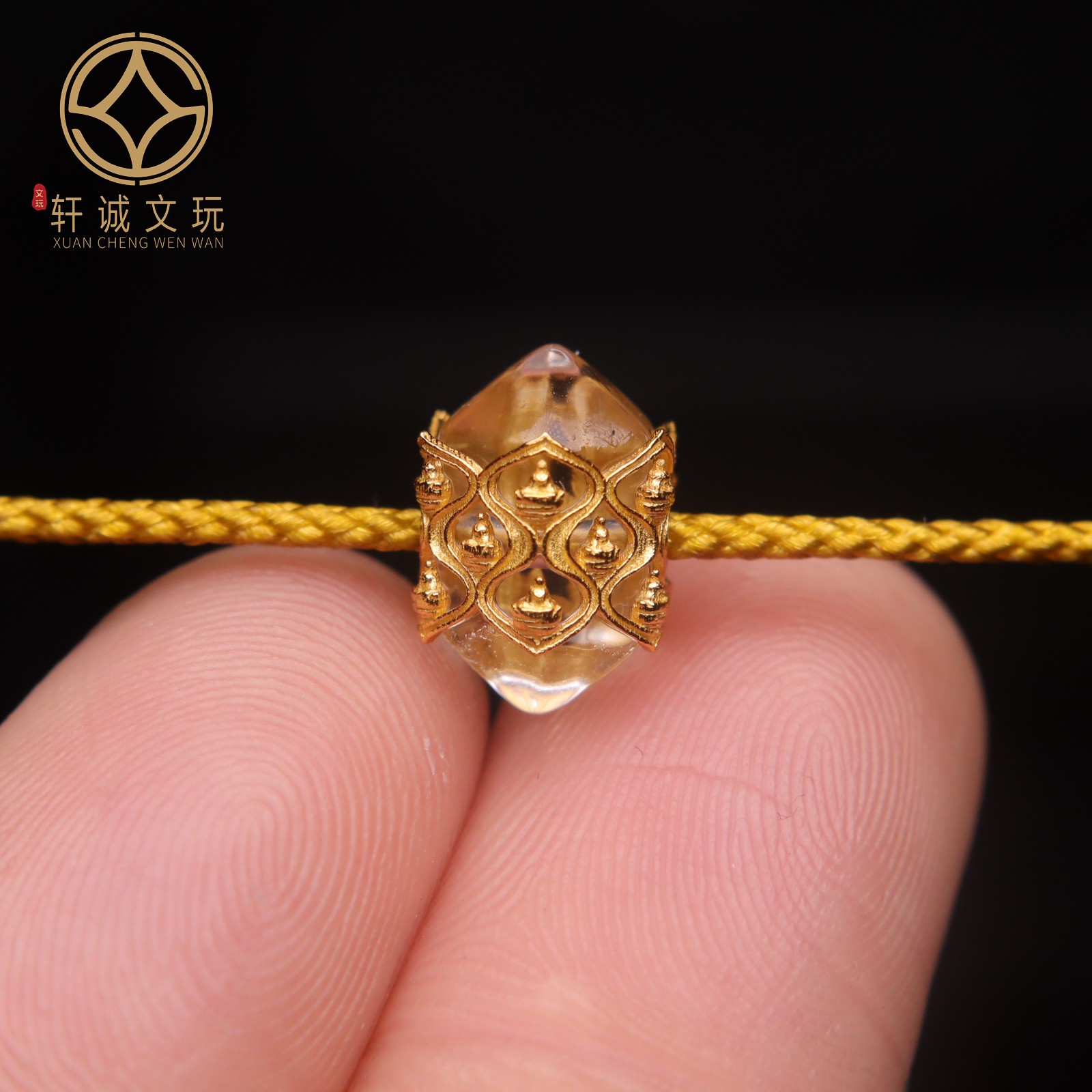 古法金银镀金配件天然水晶镶嵌桶珠隔珠散珠圆珠子DIY文玩配饰