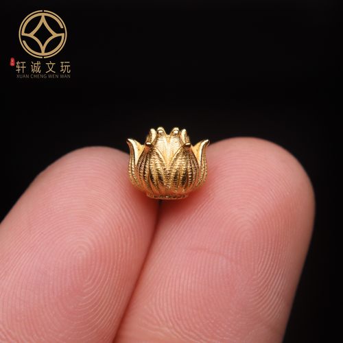 原创925银镀金莲花莲子圆珠腰珠隔珠手工串珠编绳diy文玩配饰珠