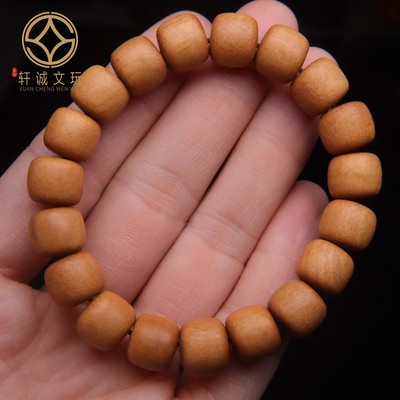 天然原矿沉香老山檀沉水老型桶珠108手串散珠文玩配饰单圈手链