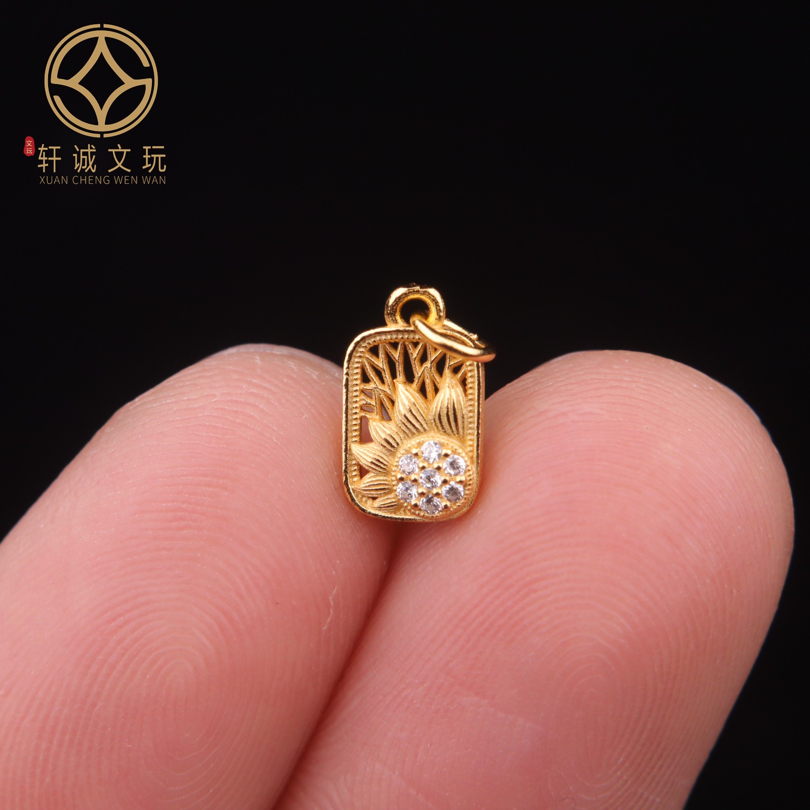6MM葵花吊坠原创925银镀金腰珠隔珠串珠侧挂diy文玩卡子配饰配珠