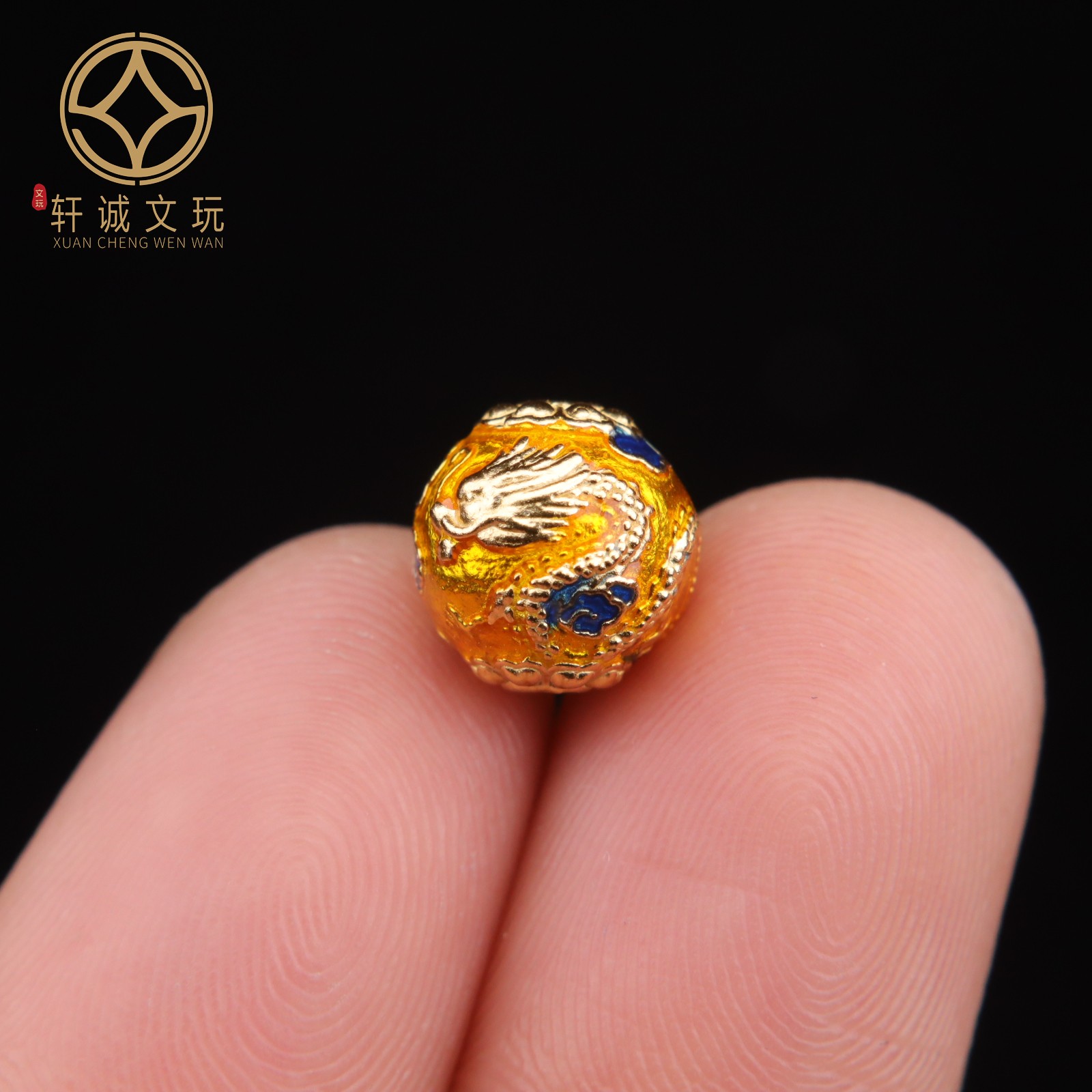 原创925银镀金龙蓝蛇圆珠腰珠隔珠手工串珠编绳diy文玩配饰配珠