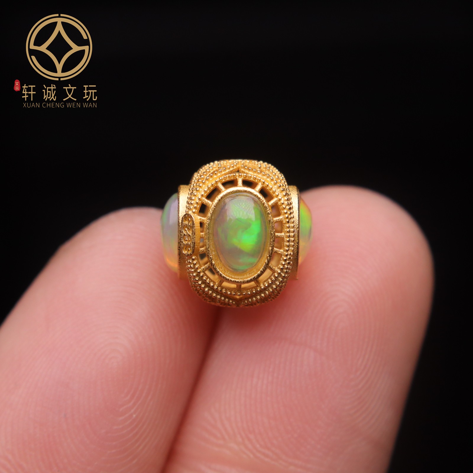 原创S925纯银镀金澳宝欧泊珠鹅蛋镶嵌桶珠隔珠配件配珠桶珠饰品
