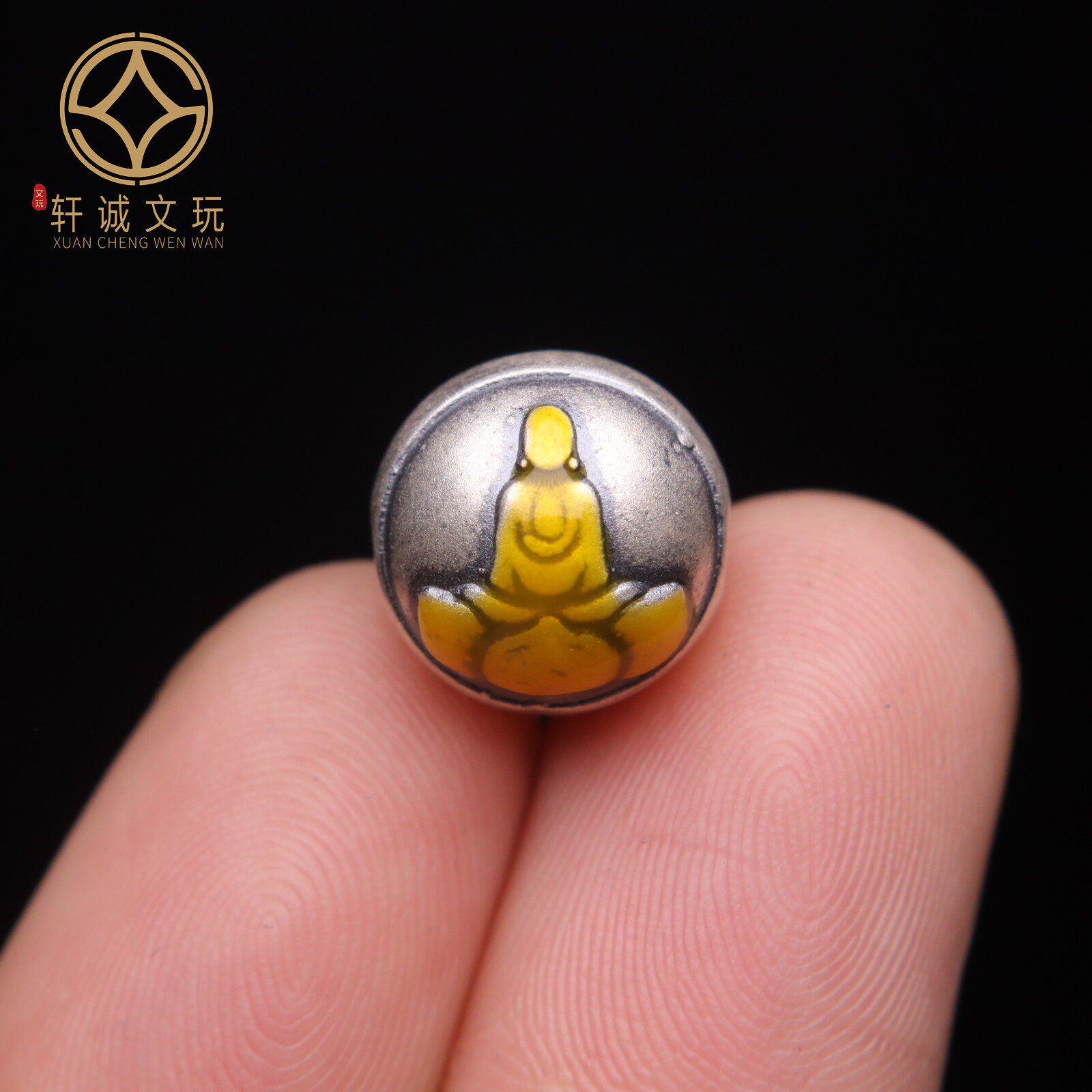原创足银999烫金无相佛莲花腰珠隔珠手串手工串珠编绳diy文玩配饰
