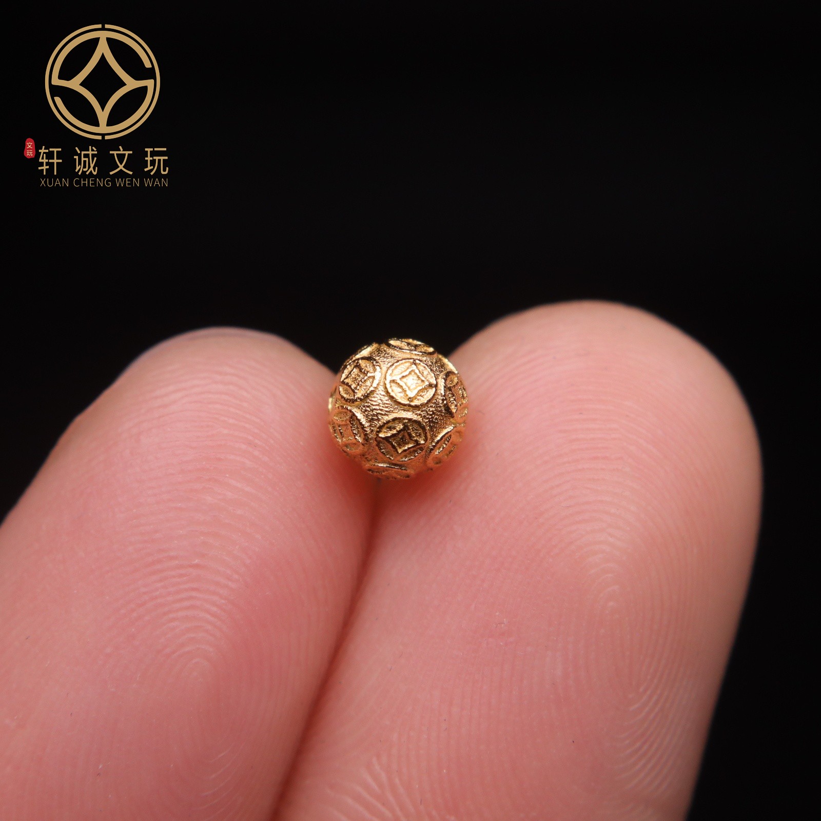 原创925银镀金铜钱圆珠散珠腰珠隔珠手工串珠编绳diy文玩配饰配珠