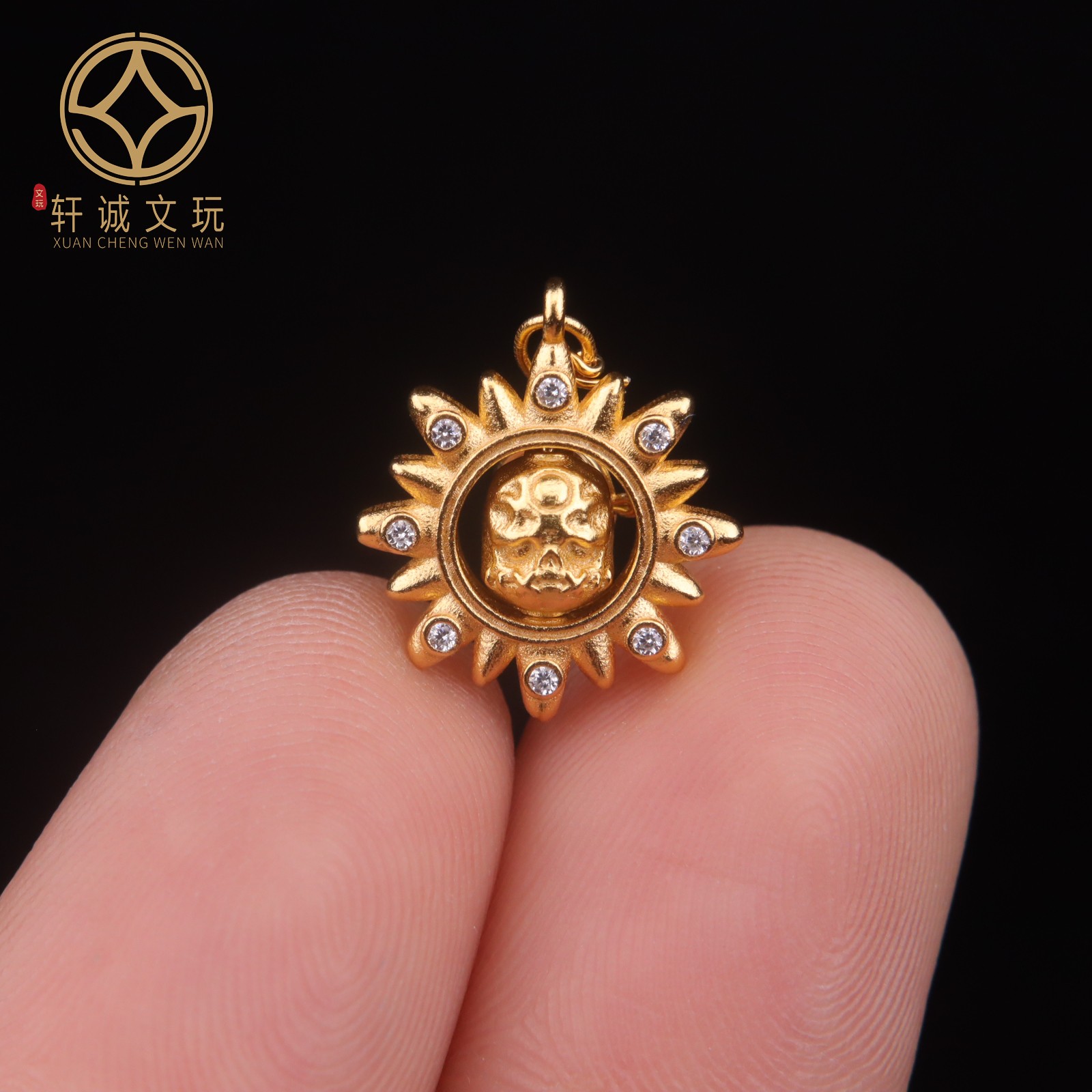 原创925银镀金骷髅阿呆桶珠腰珠隔珠手工串珠编绳diy文玩手串配件