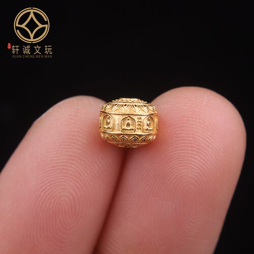 原创S925银镀金无相佛桶珠腰珠隔珠手串串珠diy文玩配饰配件配珠