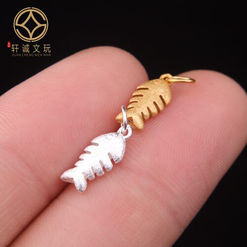原创925银镀金龙鱼桶珠卡子吊坠腰珠隔珠串珠diy文玩配饰配件配珠