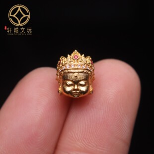 原创足银925银镀金宝宝佛观音桶珠隔珠手串手链diy文玩配珠配饰