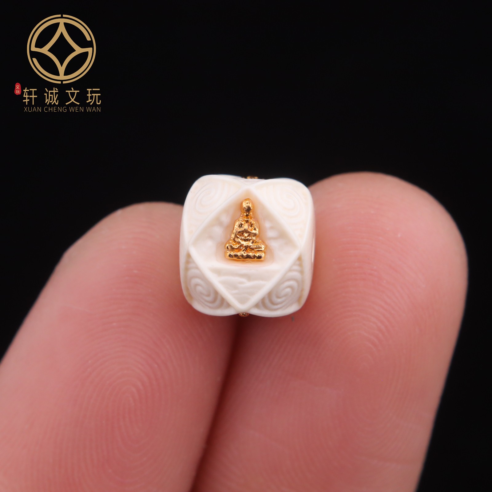 9MM猛犸牙镶嵌无相佛烫金桶珠隔珠散珠珠子DIY文玩配饰配件配珠