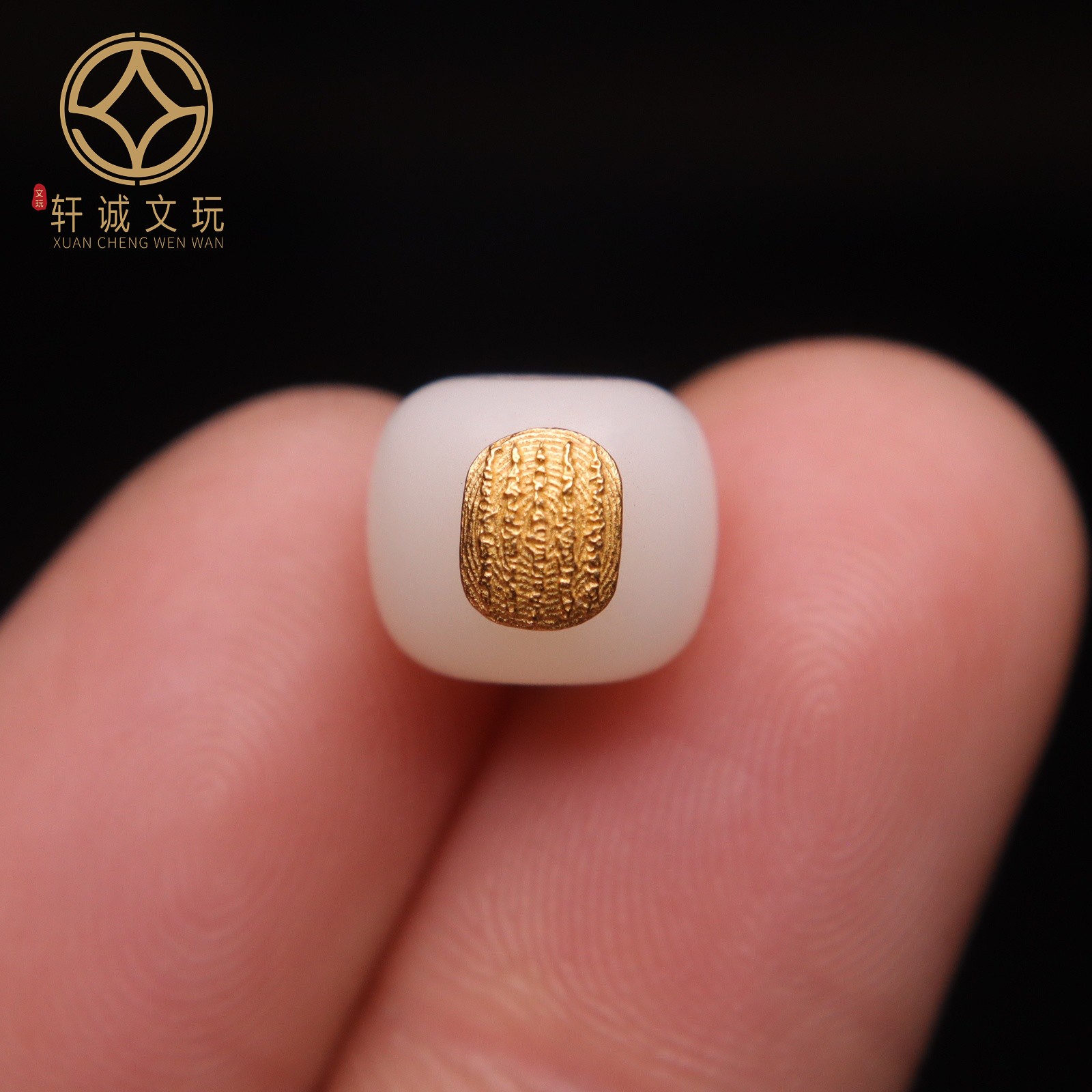 原创925银镀金镶嵌天然白玉菩提根五条经文隔珠散珠DIY文玩配饰件