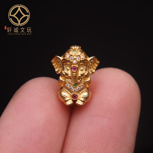 原创925银镀金象神吊坠腰珠隔珠手工手串串珠编绳diy文玩配饰配珠