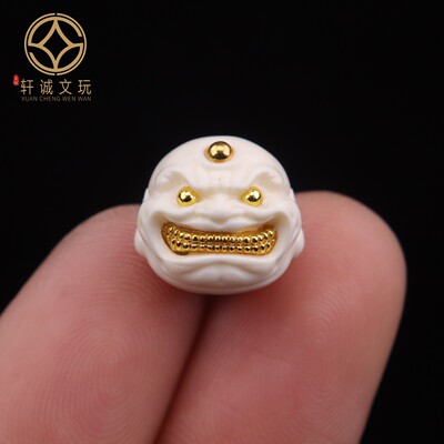 天然雪巴白琉璃根付恶僧套装组合佛头金刚108长串手串配珠配饰件