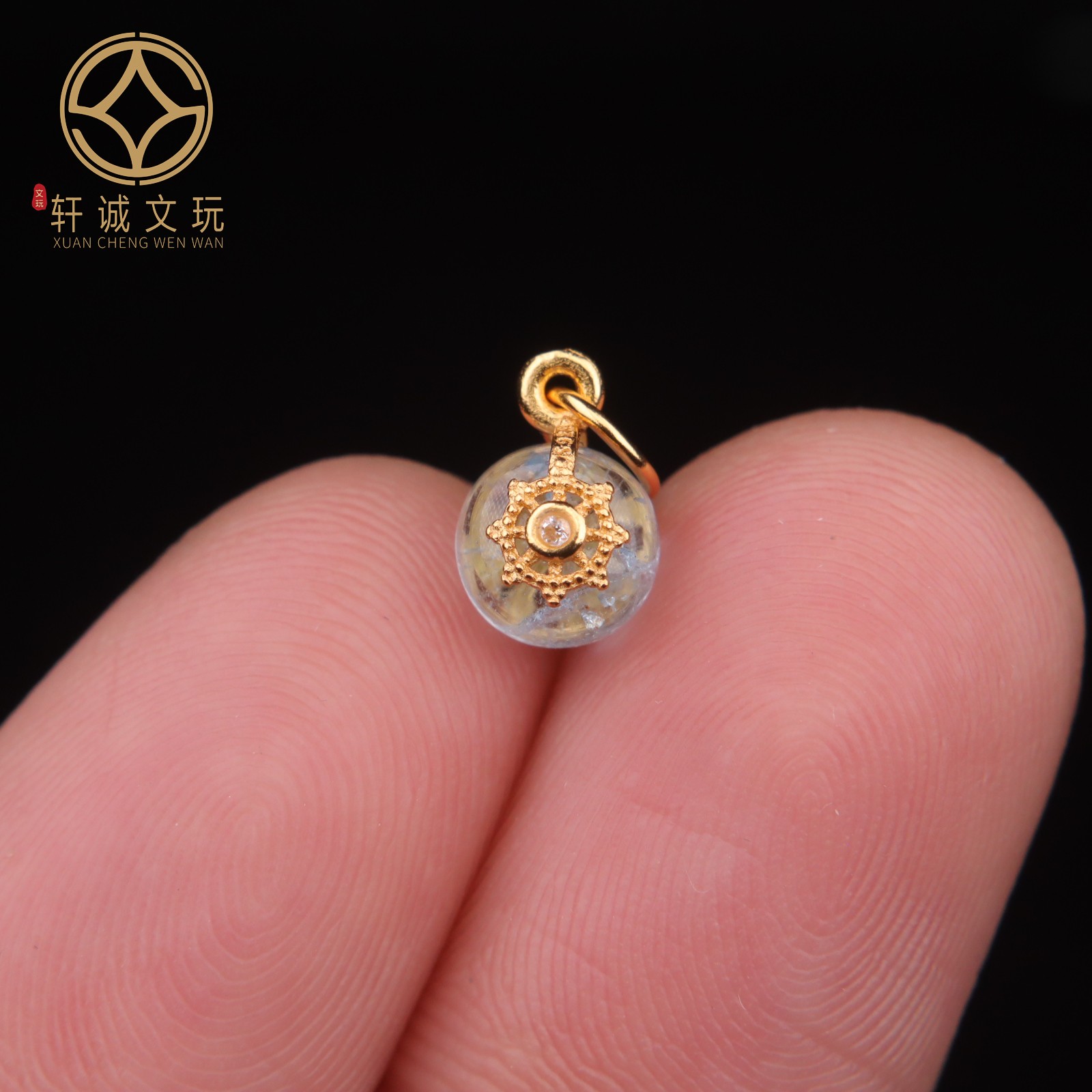 6MM古法金S925银镀24k金镶南红玛瑙diy文玩佛珠手串文玩配件卡子