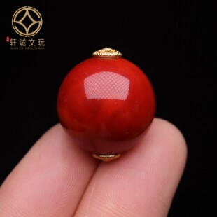 原创S925银镀金南红玛瑙光珠散珠DIY手链配饰配件圆珠手串配珠