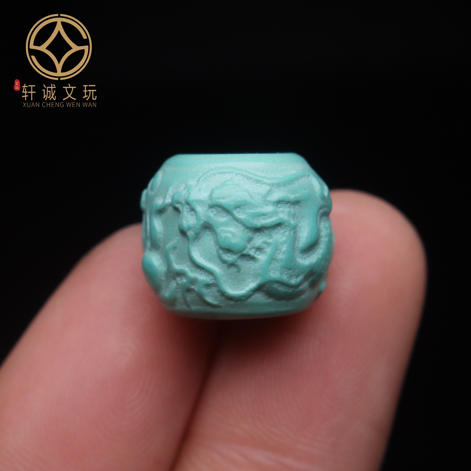 优化高瓷绿松石高瓷龙桶珠鼓珠纹蒙松手串手持108diy配饰饰品配珠