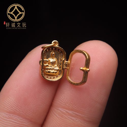 原创足银925银镀金佛可打开吊坠diy文玩配饰吊坠配件牌子挂件饰品