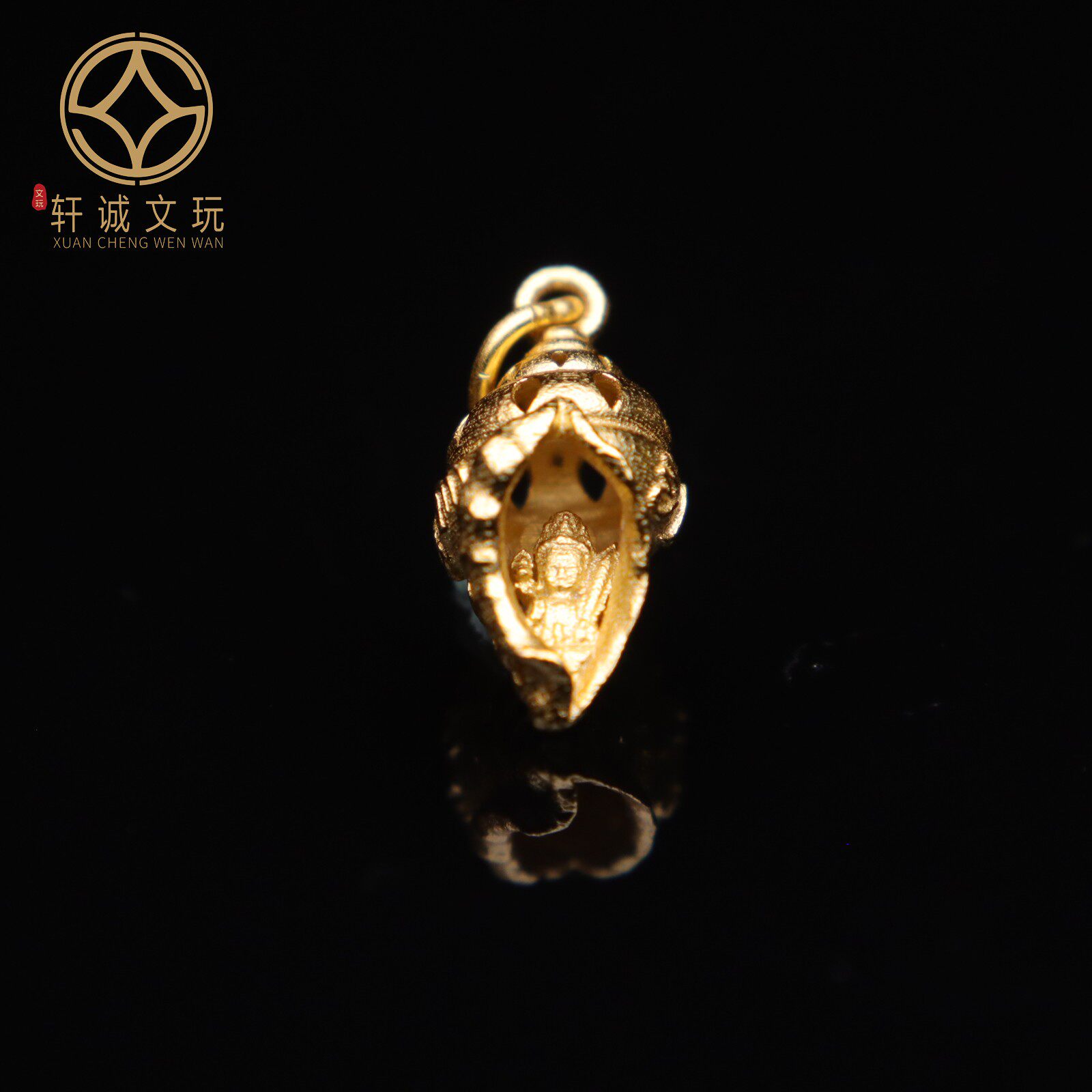 原创925银镀金观音海螺桶珠散珠DIY配饰配件文玩手串链单珠配珠