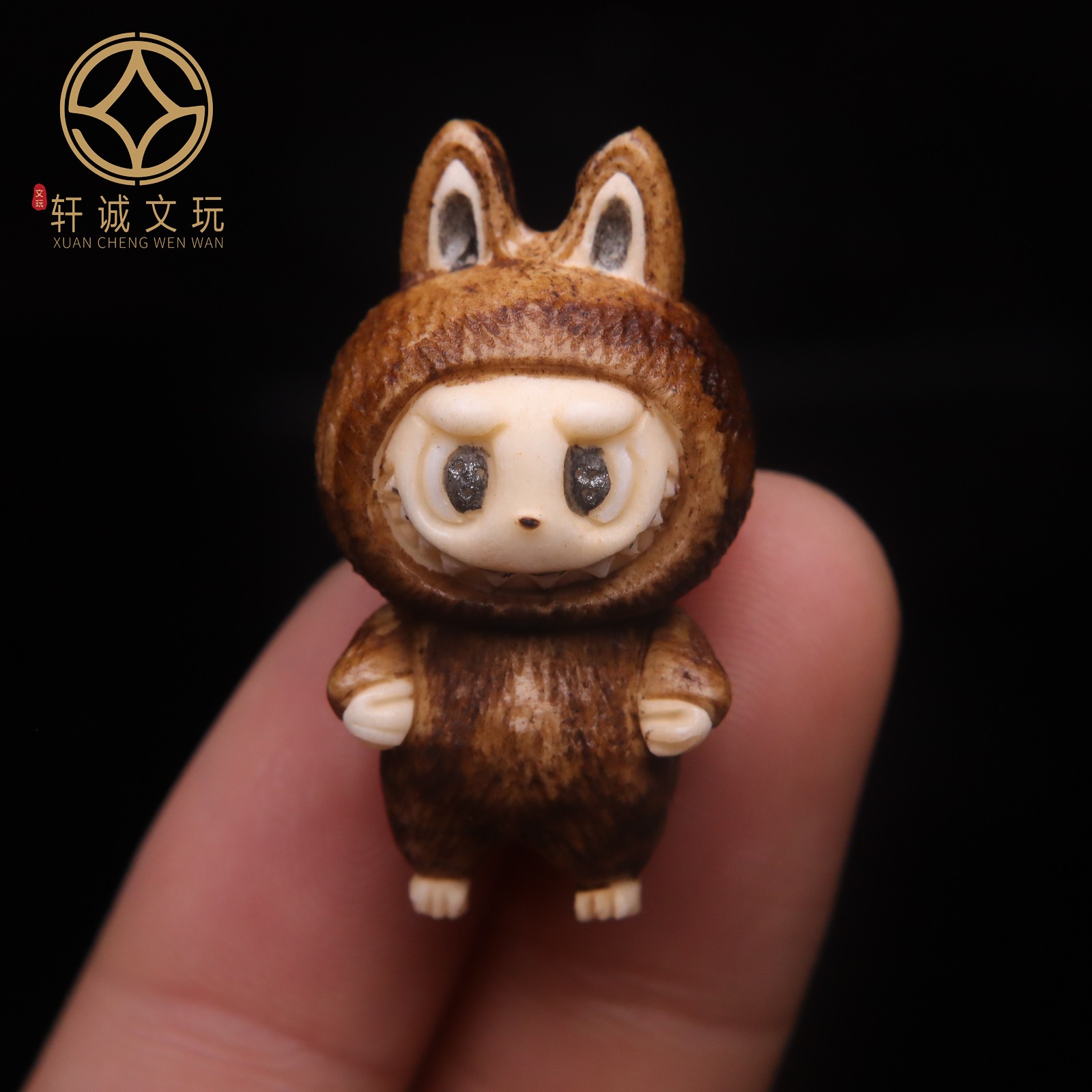 鹿角根付拉布布文玩饰品配件吊坠串珠手链手串配饰雕刻饰