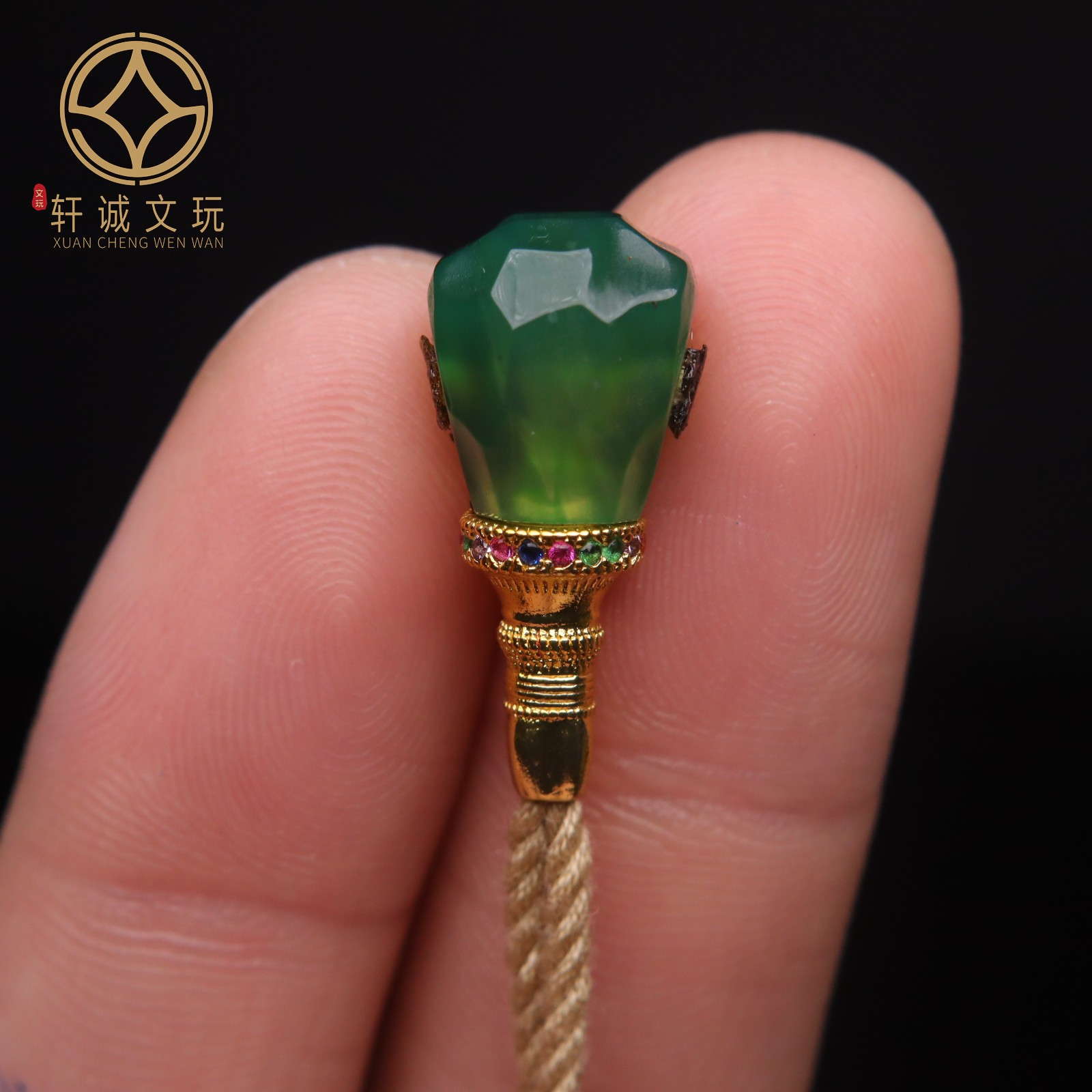 原创琉璃老油绿精工分体奶嘴三通佛头隔珠金刚手串长串108diy配饰