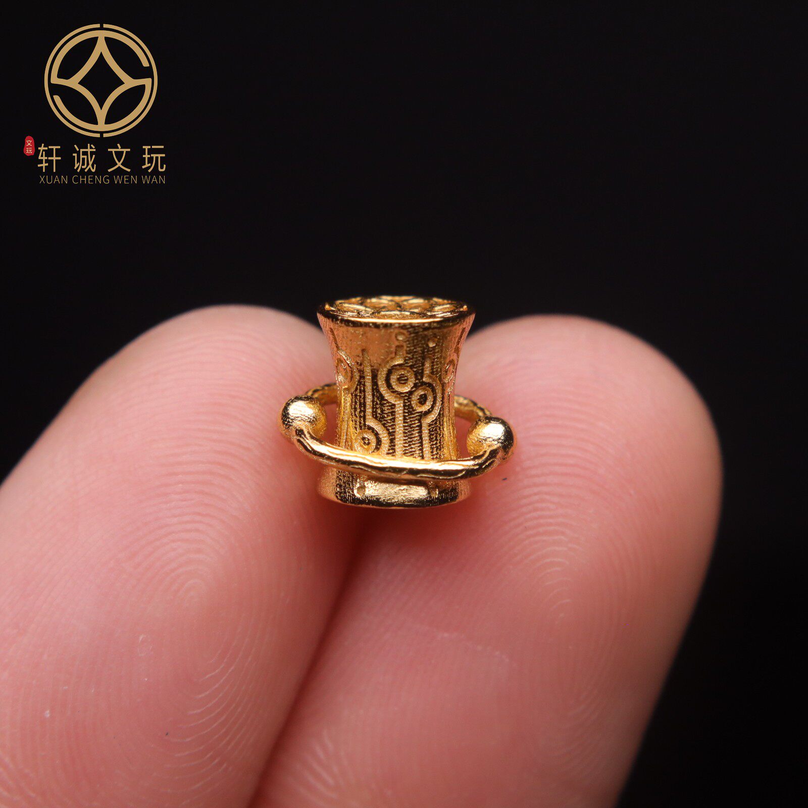 原创足银镀金莲花可旋转桶珠顶腰珠隔珠手串手工串珠diy文玩配珠