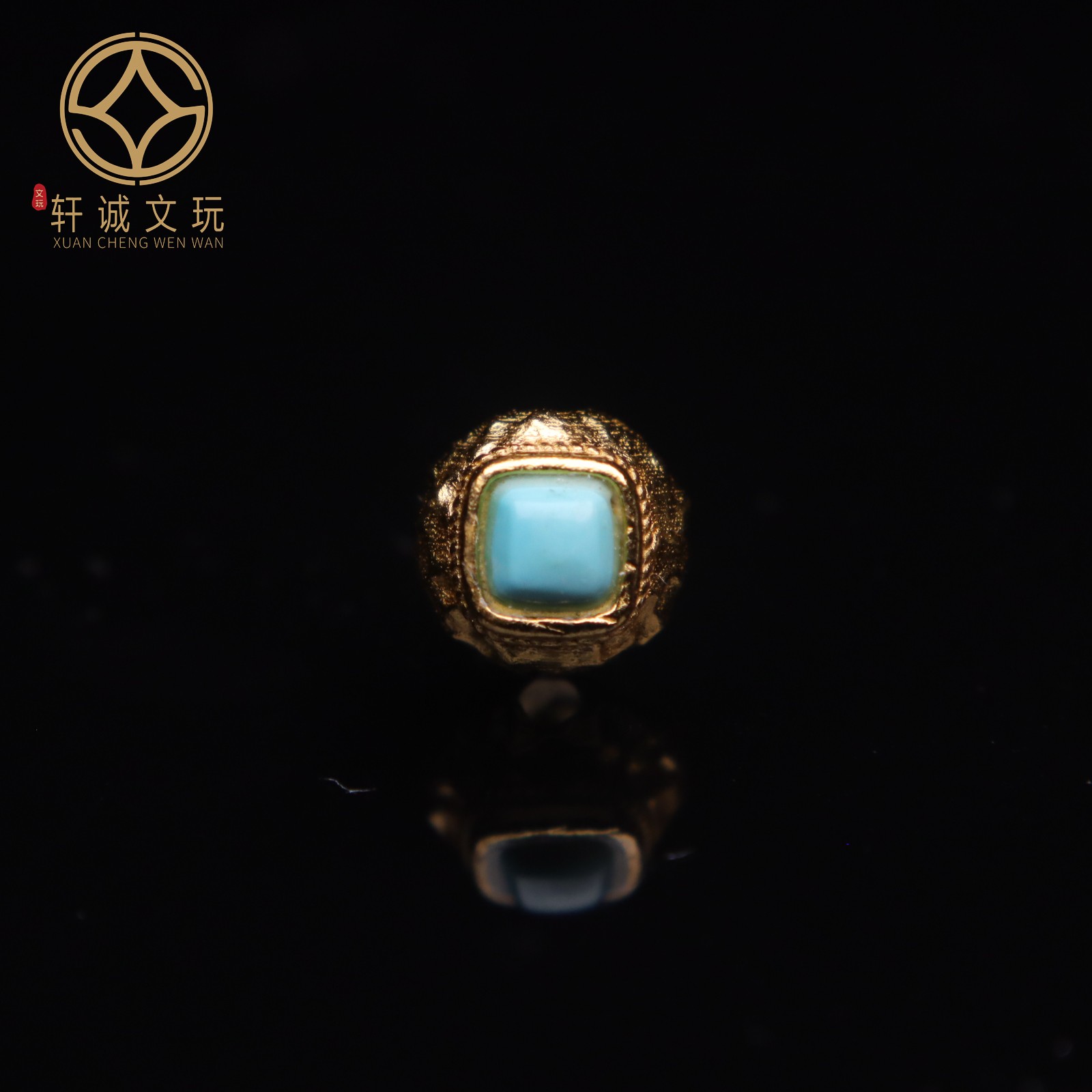 原创S925银镀金天然松石陨石纹圆珠老型桶珠散珠DIY配饰手串配件