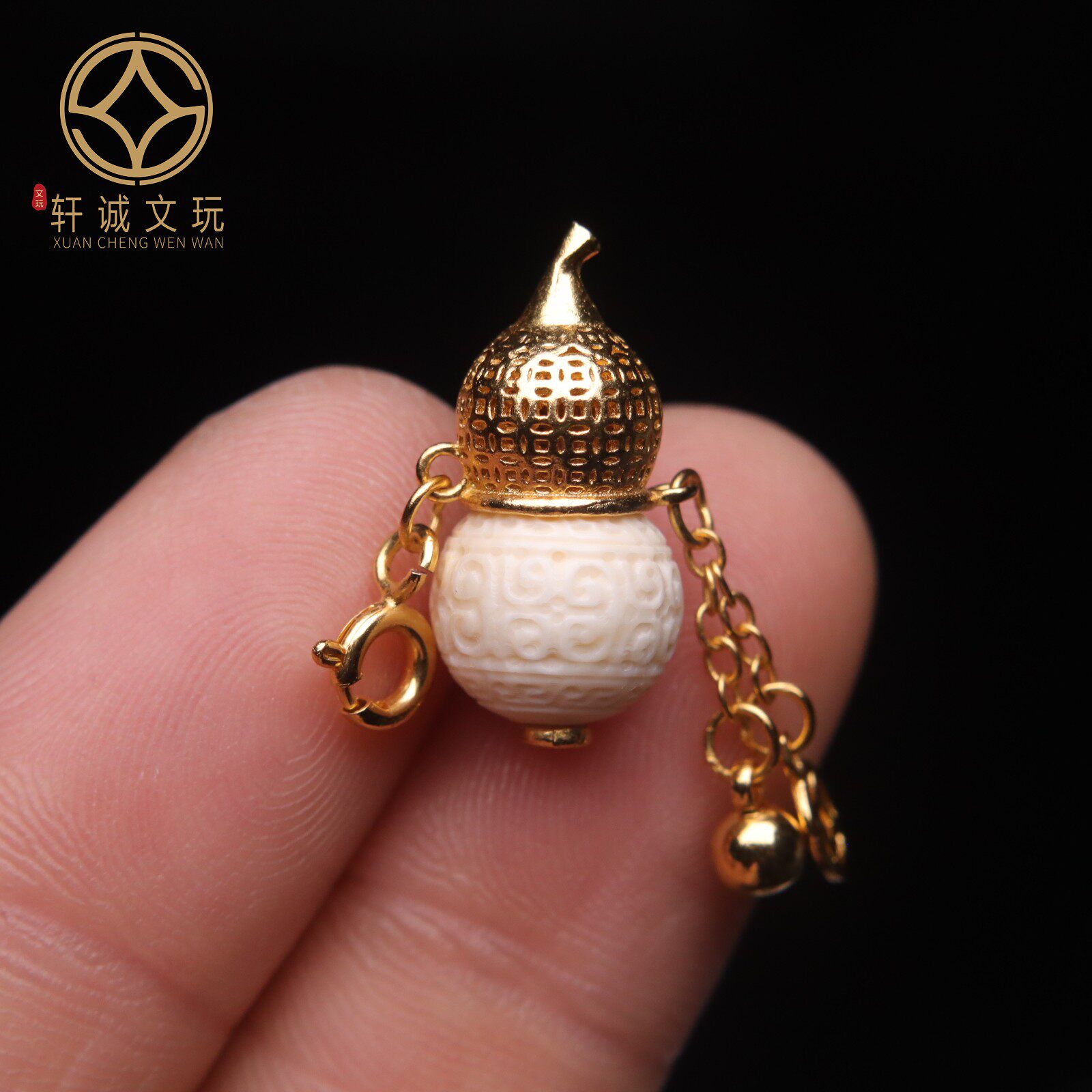 银镀金配件天然猛犸牙镶嵌葫芦回纹隔珠散珠配件DIY文玩配珠配饰