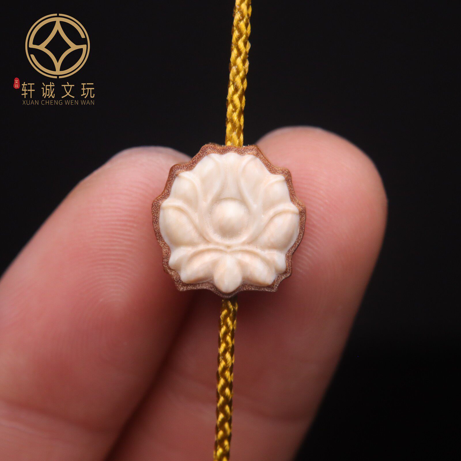 天然猛犸牙镶嵌沉香莲花背云桶珠隔珠散珠珠子DIY文玩配饰件配珠