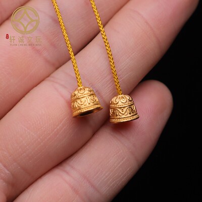 原创纯银925镀金回纹铃铛水滴隔珠手工串珠diy文玩配饰手串弟子珠