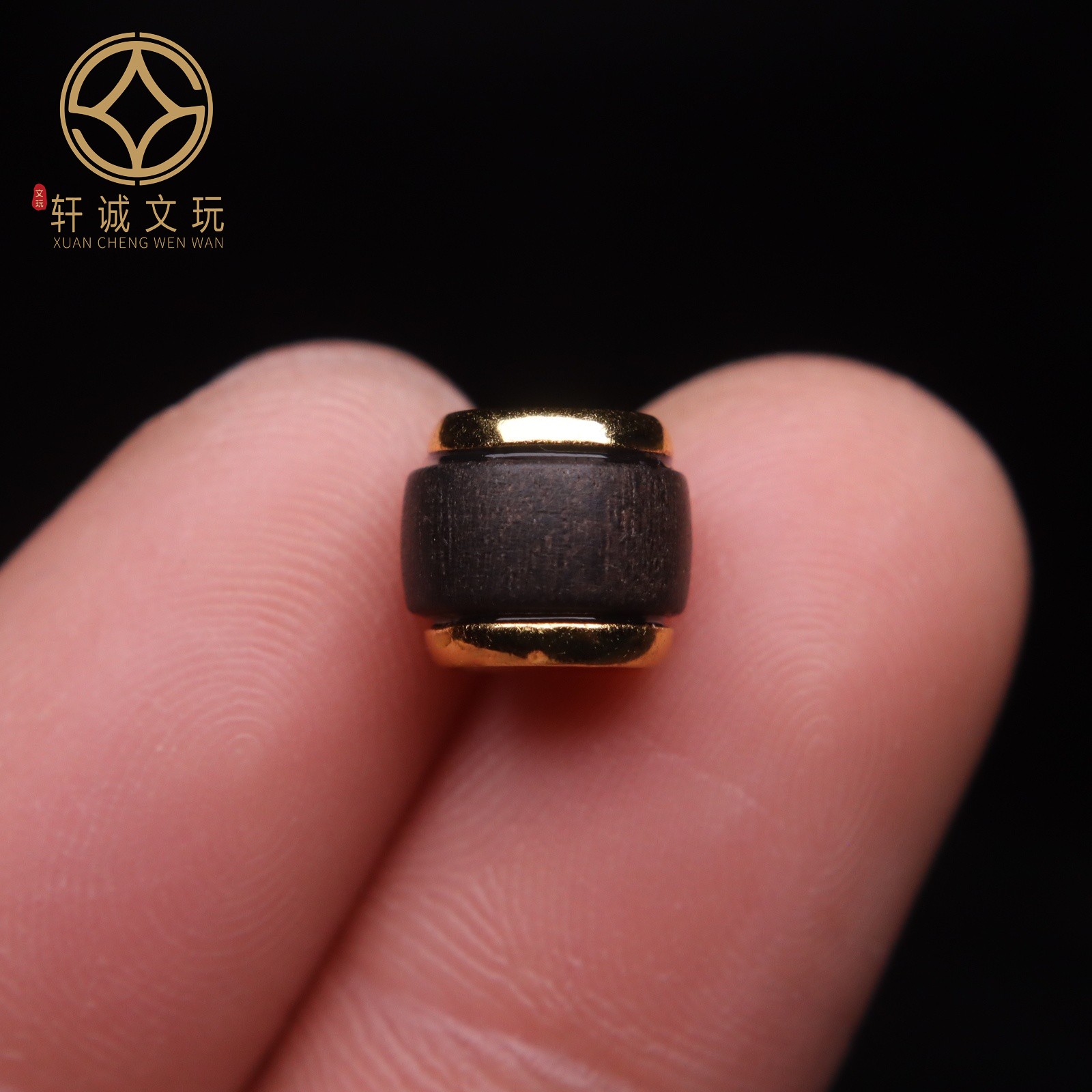 原创S925银镀金喇叭口桶珠天然沉香木隔珠散珠DIY文玩配饰配件