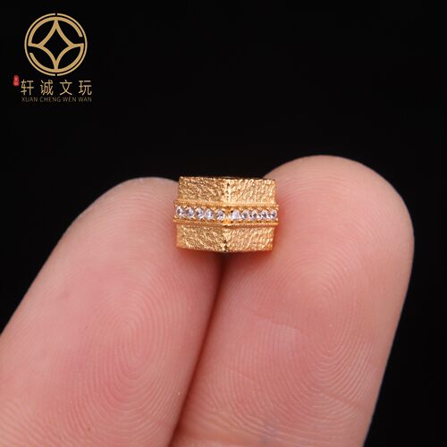 原创925银镀金镶钻桶珠方糖隔珠手串手链串珠diy文玩配件配饰配珠