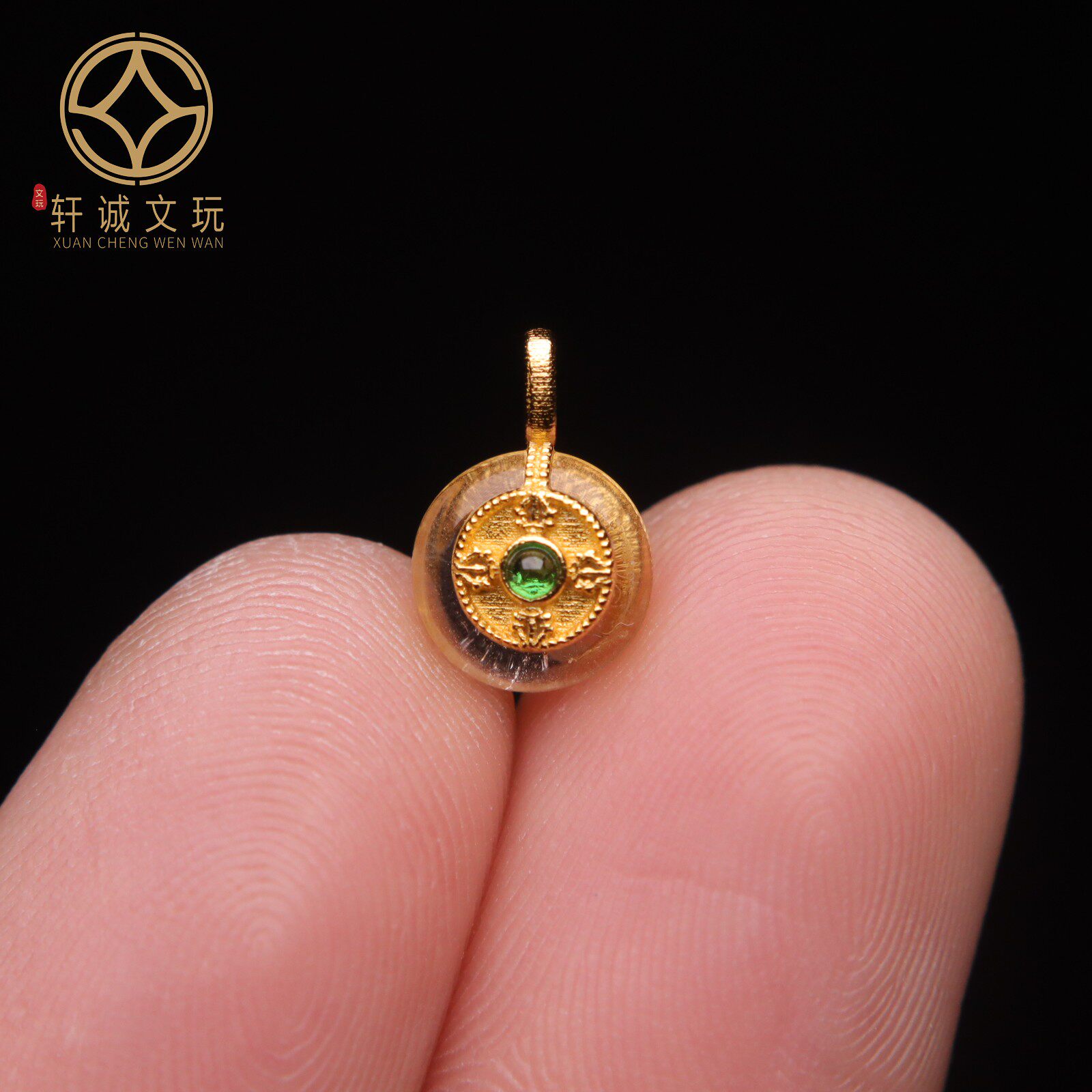 原创925银镀金白水晶卡子腰珠隔珠串珠diy文玩配饰手串手链配珠