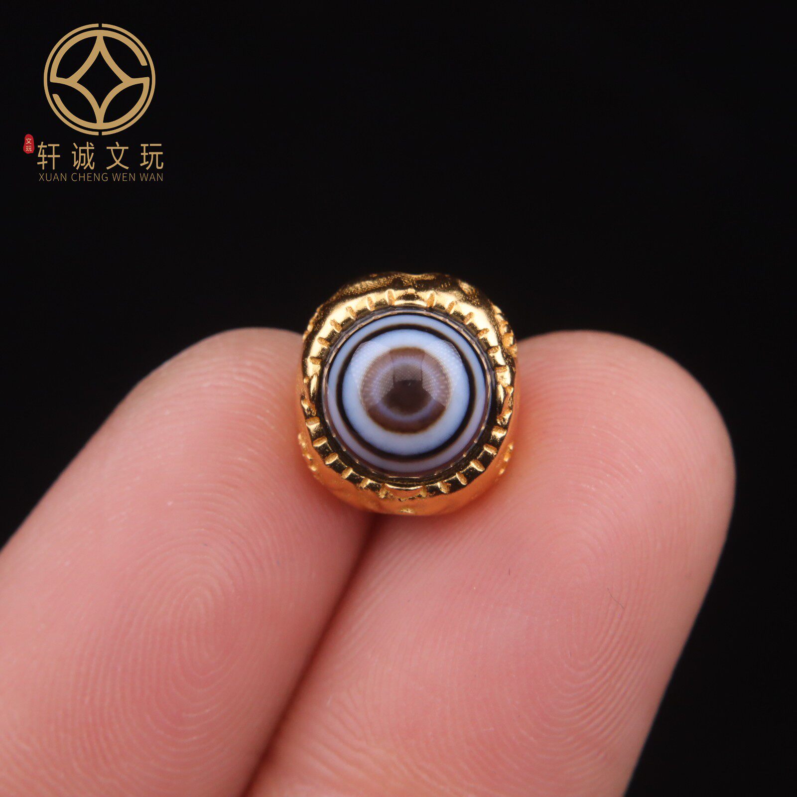 原创925银镀金镶嵌钻天然玛瑙天珠桶珠散珠DIY配饰配件文玩配珠